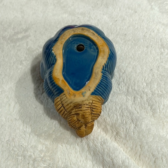 Vintage Sea Shell Planter w/drainage hole, blue/brown - Picture 2 of 6